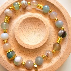 Green Flower Agate Natural Beads